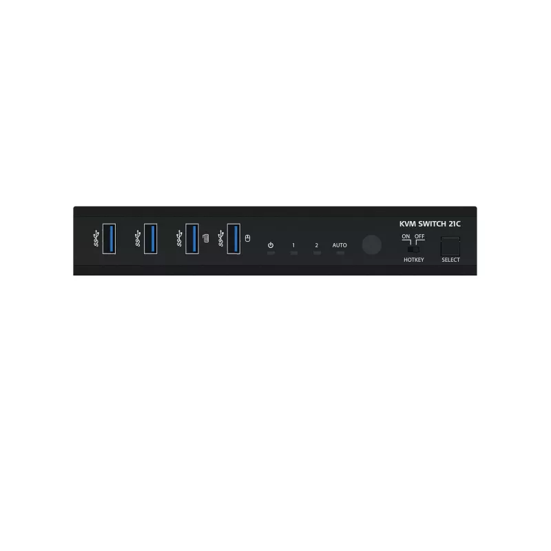 KVM Switch Kindermann 21C - KVM Switch DVI-I de 2 portas com áudio e hub USB