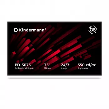 Ecrã Kindermann PD-5075 3070000003 75 polegadas 4K UHD IPS 550 cd/m² 24/7 OPS-Slot Non-Touch