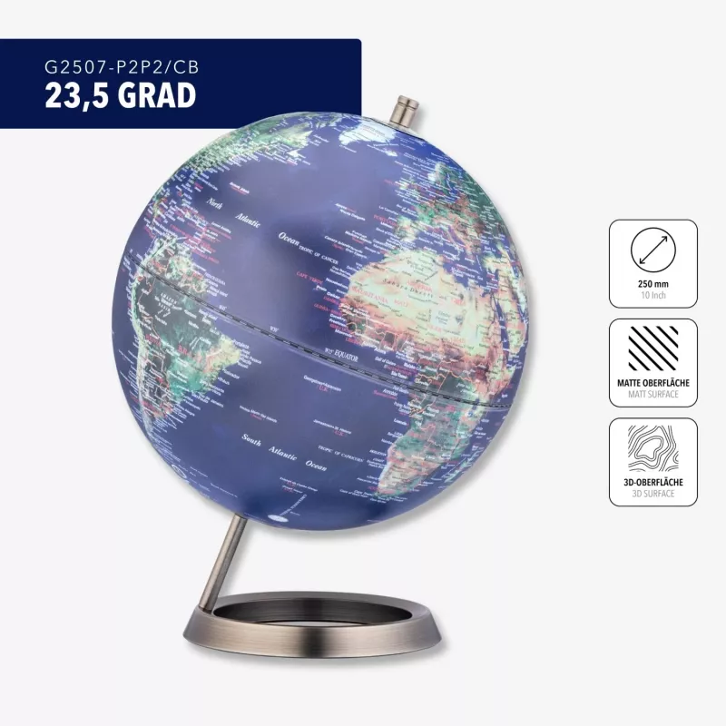 TROIKA Globe 23.5 Degrees (G2507-P2P2/CB) - globo de secretária pisa-papéis, base cromada, 60mm