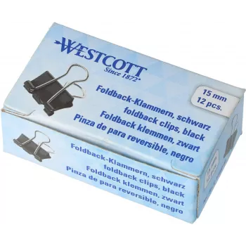 WESTCOTT 12 molas Foldback, 19 mm, preto/prateado, 12 unid.