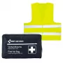 First Aid Only kit de primeiros socorros para motociclo DIN 13167 azul com colete refletor