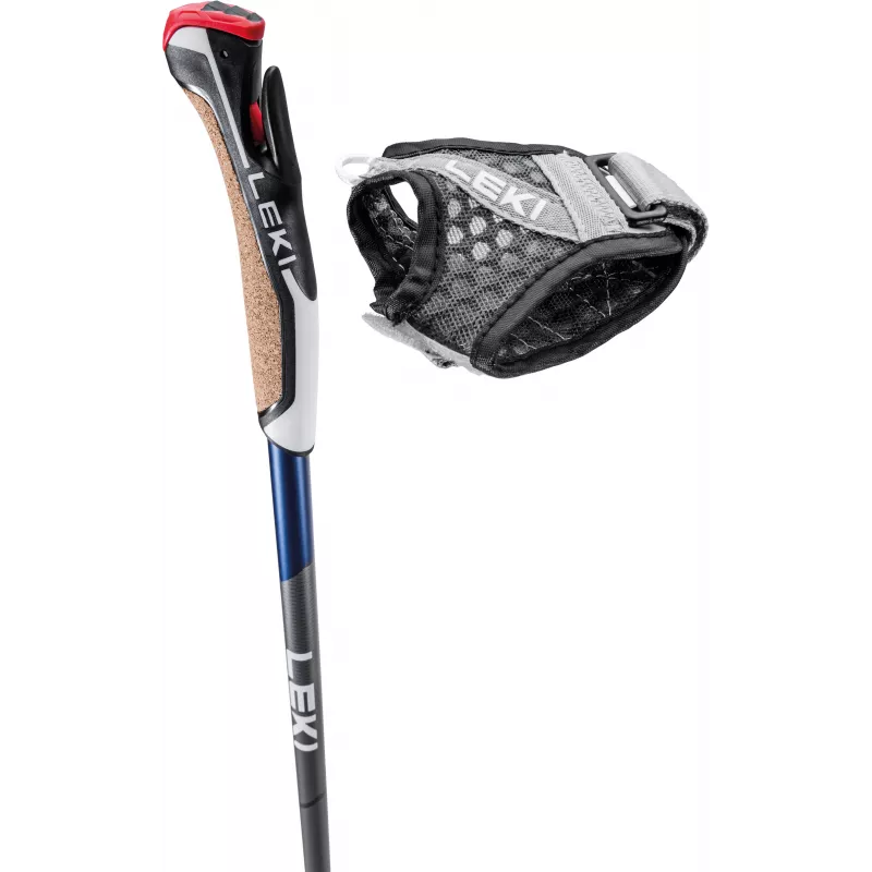 Bastão de marcha nórdica LEKI KIJE Nordic Walking Smart Flash azul 100 cm de comprimento fixo