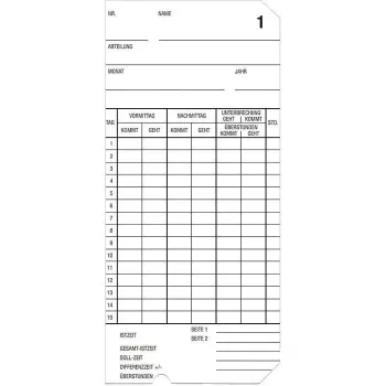 Cartões de picagem Bürk Mobatime 500 tipo 2-6 - pack de 500