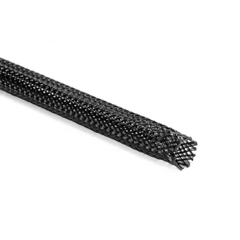 HellermannTyton Helagaine HEGPX40 Manga de malha, diâmetro nominal 40 mm, poliéster (PET), preto, 50 m