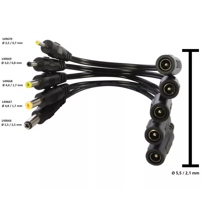 ALLNET fonte de alimentação de substituição com adaptador de conector fêmea para conector macho 2,1mm para 0,7mm
