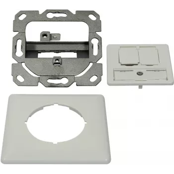 Synergy 21 Suporte de módulo Keystone caixa de encastrar para 2x módulo TP, branco puro, compatível com design UAE (S216359)