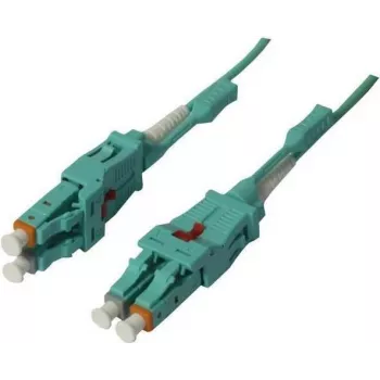 SYNERGY21 Cabo de ligação de fibra ótica 10m LC-LC Duplex OM3 Uniboot Push/Pull rotativo 2mm LSZH azul-água