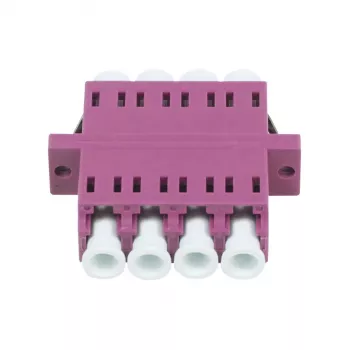 Synergy 21 Acoplador de fibra ótica LC-LC 50/125µm multimodo OM4 violeta erika quad PVC com flange