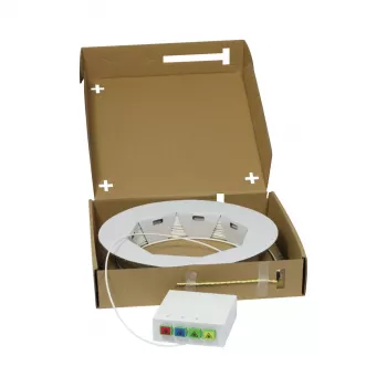 Caixa compacta FTTH SYNERGY21 pré-montada, 4xSC/APC -> extremidade aberta, 40m, 9/125µm, G.657.A2, 4 fibras, DA=2,2mm