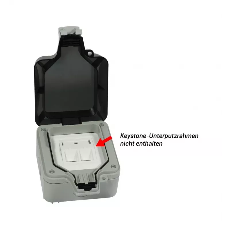 Synergy 21 caixa de módulo Keystone de sobrepor IP66 com argola para cadeado, cinzento claro (RAL 7035) - S216381