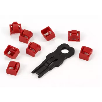 ALLNET bloqueador TP/RJ45 vermelho pack de 10 com chave de segurança, tampa de proteção contra pó, fecho de segurança de rede (ALL-TP-RJ45-Blocker-10PCS)