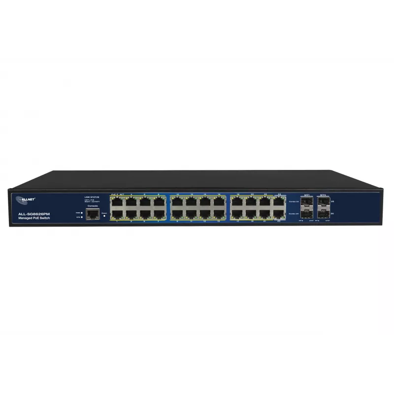 ALLNET ALL-SG8626PMJ switch Gigabit Layer 2+ Full Managed com 24 portas PoE+ 370W