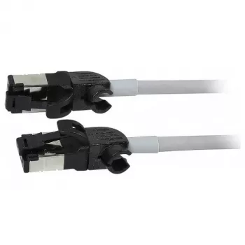 Synergy21 Cabo de Patch RJ45, CAT6A 500MHz, 0,5m, Cinzento, S/FTP, Slimline Redondo d=4,5mm, TPE/LSZH (Superflex), AWG28, com Fichas CAT7, Ficha Rotativa