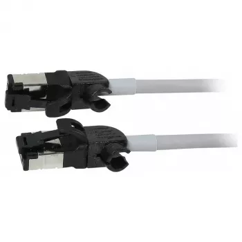 Synergy21 Cabo de Patch RJ45, CAT6A 500MHz, 1,5m, Cinzento, S/FTP, Slimline Redondo d=4,5mm, TPE/LSZH (Superflex), AWG28, com Ficha CAT7, Ficha Rotativa