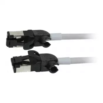 Synergy21 Cabo de Patch RJ45, CAT6A 500MHz, 2m, Cinzento, S/FTP, Slimline Redondo d=4,5mm, TPE/LSZH (Superflex), AWG28, com Ficha CAT7, Ficha Rotativa