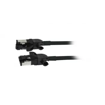 Synergy21 Cabo de Patch RJ45, CAT6A 500MHz, 0,25m, Preto, S/FTP, Slimline Redondo d=4,5mm, TPE/LSZH (Superflex), AWG28 com Ficha CAT7, Ficha Rotativa
