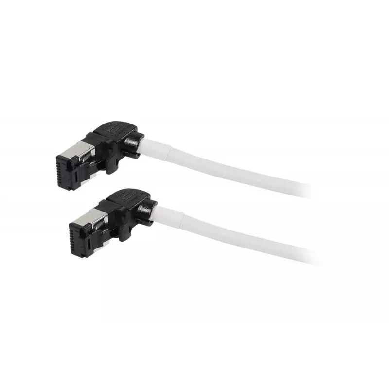 Synergy21 Cabo de Patch RJ45, CAT6A 500MHz, 0,15m, Branco, S/FTP, Slimline Redondo d=4,5mm, TPE/LSZH (Superflex), AWG28, com Ficha CAT7, Ficha Rotativa