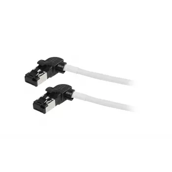 Synergy21 Cabo de Patch RJ45, CAT6A 500MHz, 0,25m, Branco, S/FTP, Slimline Redondo d=4,5mm, TPE/LSZH (Superflex), AWG28, com Ficha CAT7, Ficha Rotativa