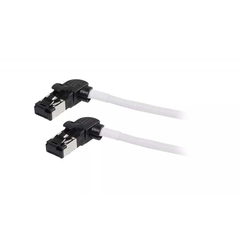 Synergy21 Cabo de Patch RJ45, CAT6A 500MHz, 0,25m, Branco, S/FTP, Slimline Redondo d=4,5mm, TPE/LSZH (Superflex), AWG28, com Ficha CAT7, Ficha Rotativa