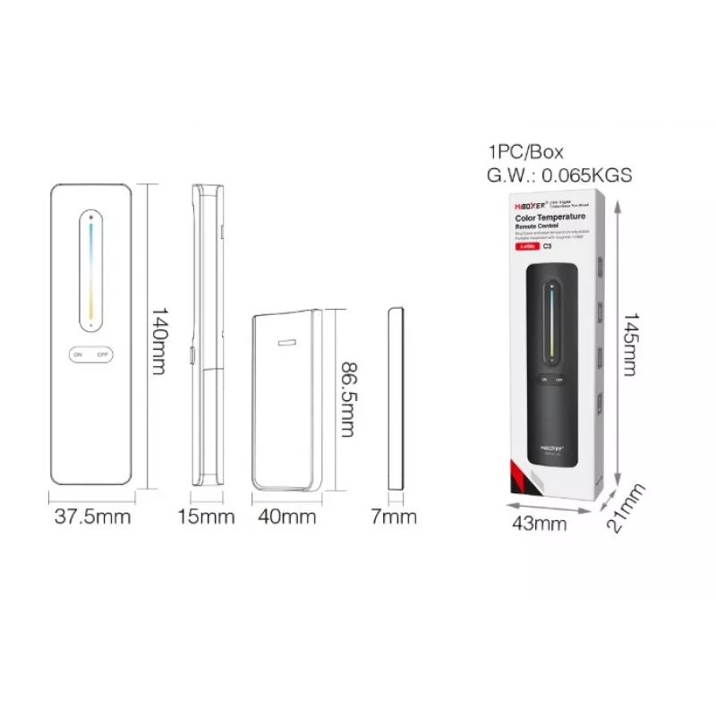 Miboxer Synergy 21 telecomando LED 2,4GHz Dual White CCT+ regulador de intensidade (C3-W)