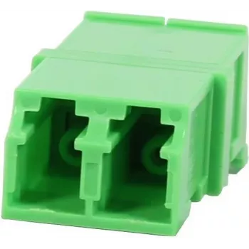 Synergy 21 S215678 Adaptador Acoplador de Fibra Ótica LC/APC Duplex Monomodo 9/125µm Cerâmica PVC Sem Flange Verde com Obturador de Proteção Laser
