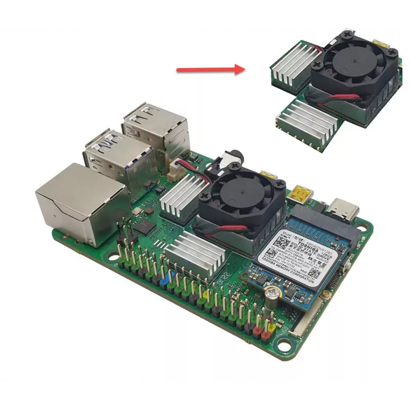 ALLNET Rock Pi 4C+ Heatsink Set (Rock4C+Heat-Set) - Conjunto de arrefecimento passivo para Radxa Rock Pi 4C Plus