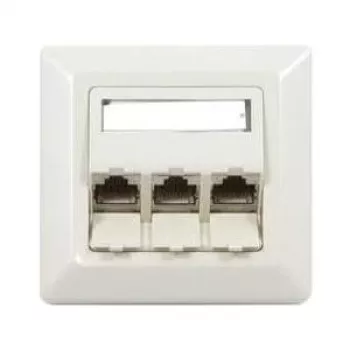 Synergy 21 S216327 Tomada de rede RJ-45 Cat6a para parede, 2 portas, blindada, branco (RAL 9010)