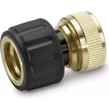 Kärcher conector de mangueira Premium Line com paragem de água - compatível com 1/2 polegadas e 5/8 polegadas, preto/amarelo