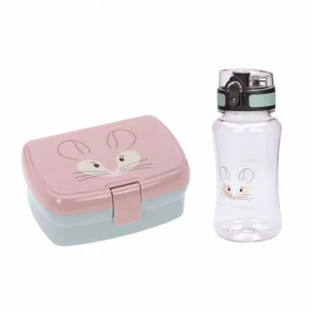 Lassig About Friends chinchila conjunto de 2 peças: lancheira + garrafa Tritan 460 ml