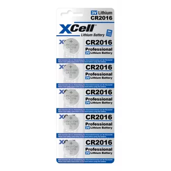 XCell CR2016 pilha de botão de lítio 3V 80mAh – pack de 5