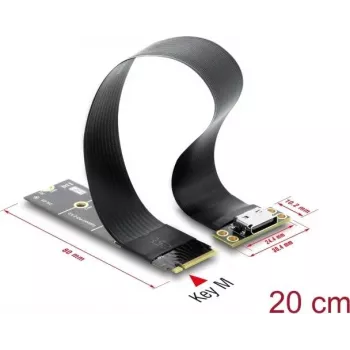 Conversor Delock M.2 Key M para 1 x OCuLink SFF-8612 com cabo de 20 cm