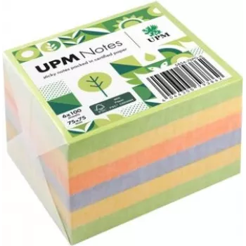 Notas adesivas UPM Notes Self-Stick Spring 75x75 mm 100 folhas 6 blocos cores mistas