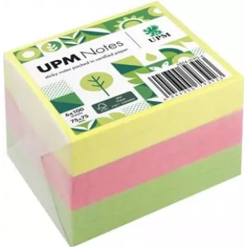 Notas adesivas UPM Notes Brillant 75x75 mm 100 folhas por bloco 6 blocos cores mistas