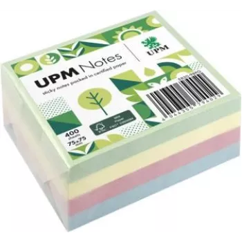Notas adesivas UPM Notes 400 folhas mistura pastel verde azul rosa amarelo