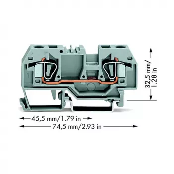 Borne de passagem de 2 condutores WAGO 282-901, 6 mm, cinzento