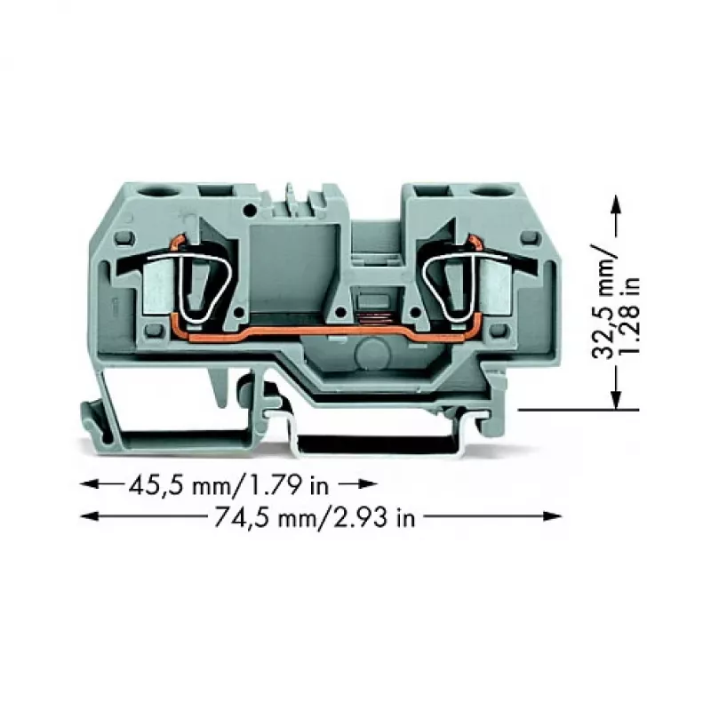 WAGO 282-901 Terminal de passagem de 2 condutores, 6 mm, cinzento