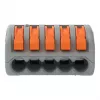 Bloco de bornes compacto de 5 condutores WAGO 222-415 com alavanca, ligação de mola, 32 A, 400 V, cinzento/laranja