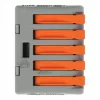 Bloco de bornes compacto de 5 condutores WAGO 222-415 com alavanca, ligação de mola, 32 A, 400 V, cinzento/laranja