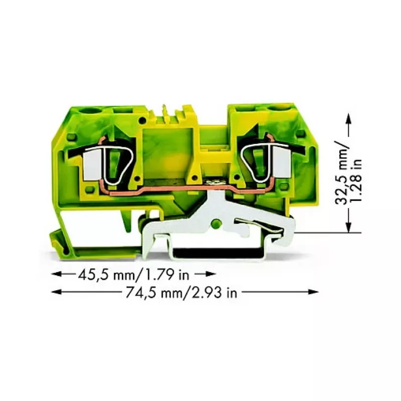 Borne de terra WAGO verde-amarelo 0,2-6 mm² 282-907