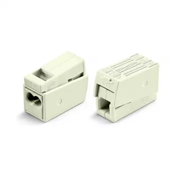 Conector de emenda compacto de 2 condutores WAGO 224-112, 400V, 24A, 1-2,5mm², push-in, branco/transparente