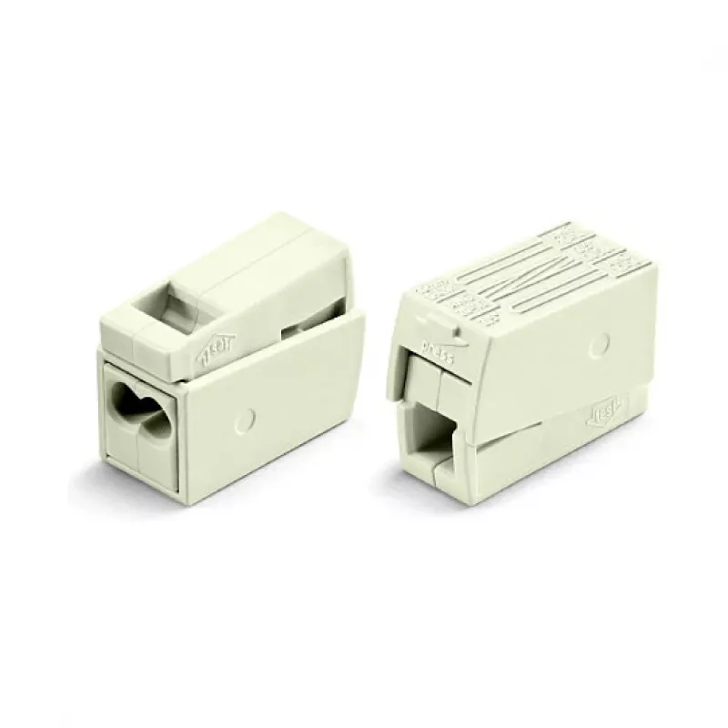 Conector de emenda compacto de 2 condutores WAGO 224-112, 400V, 24A, 1-2,5mm², push-in, branco/transparente