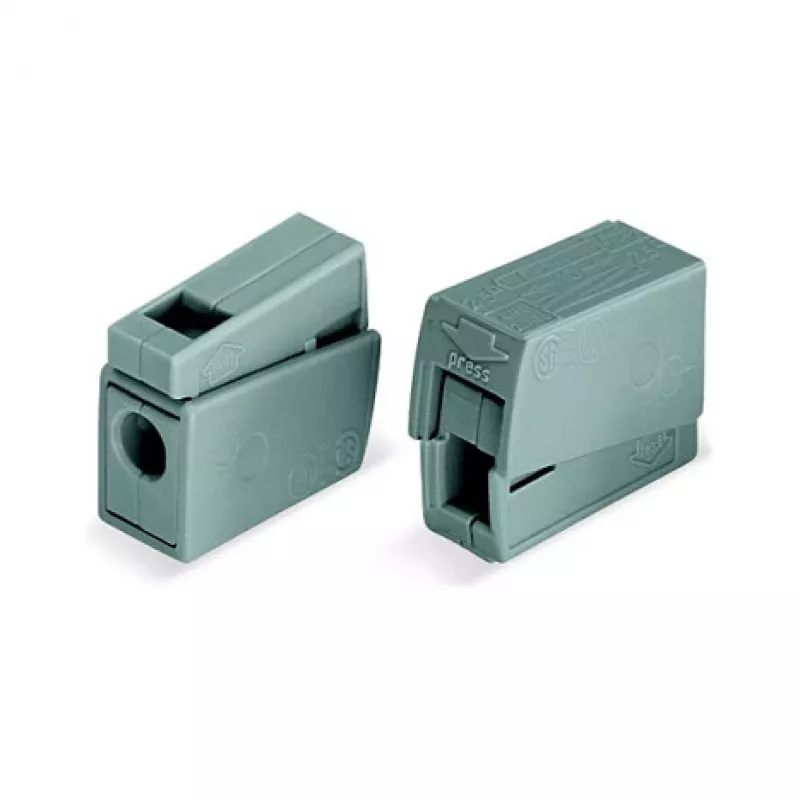 Borne push-in CAGE CLAMP WAGO 224-101 de 1 condutor dupla, 400 V, 24 A, 0,5-2,5 mm², transparente/cinzento