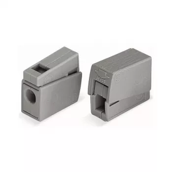 Borne push-in CAGE CLAMP WAGO 224-101 de 1 condutor dupla, 400 V, 24 A, 0,5-2,5 mm², transparente/cinzento