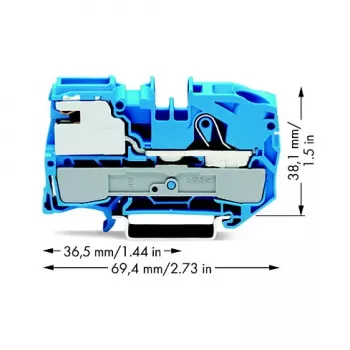 Borne de separação N de 1 condutor WAGO 2016-7114, push-in CAGE CLAMP, azul