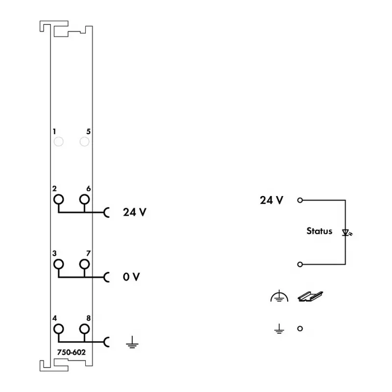 WAGO 750-602 Módulo de alimentação do sistema, 24 VDC, 1,08 A, calha DIN, cinzento, CAGE CLAMP