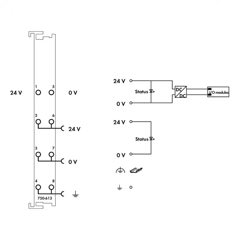WAGO 750-613 Bloco de terminais de 4 condutores, cinzento, CAGE CLAMP, 0,08-2,5 mm², calha DIN 35