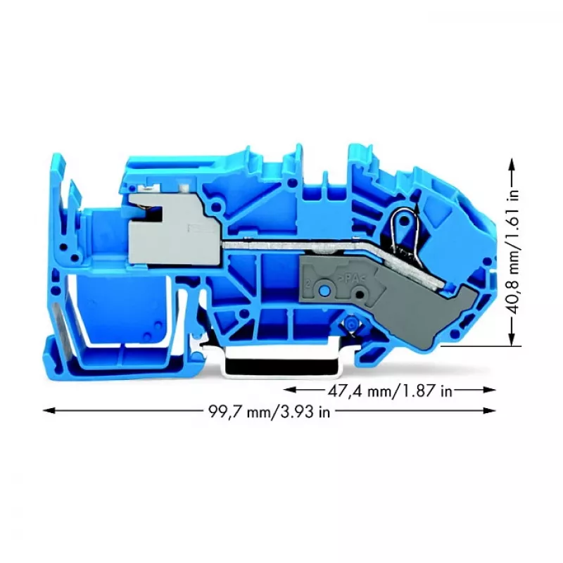WAGO 2016-7714 Terminal de seccionamento N de 1 condutor, 16 mm², Push-in CAGE CLAMP, azul