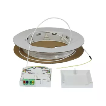 Caixa compacta FTTH Synergy 21 pré-terminada, 4xLC/APC para extremidade aberta, 60m, 9/125µm, G.657.A2, 4 fibras, OD 2,2mm