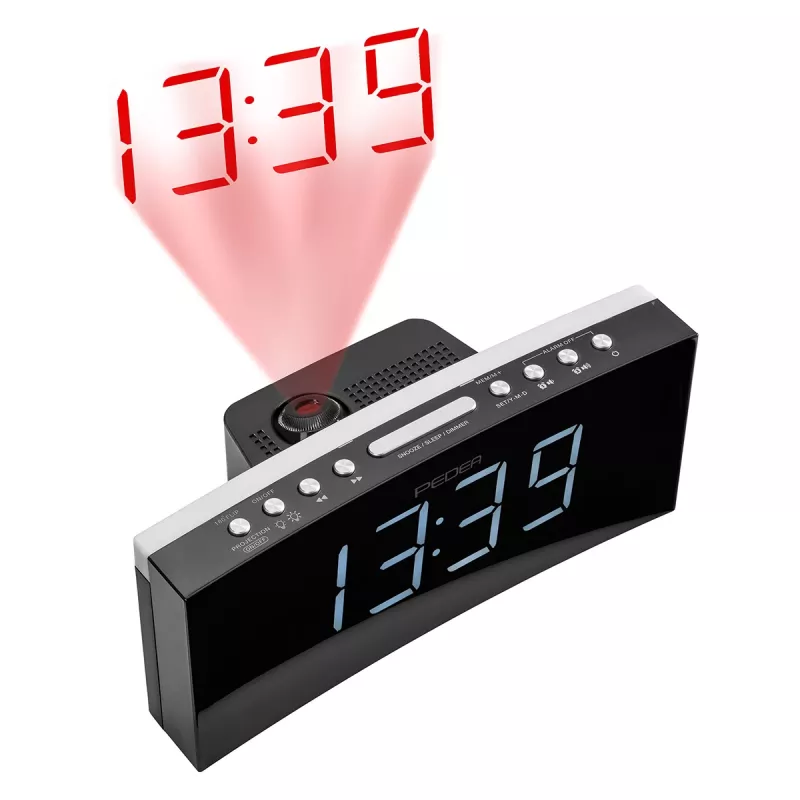 PEDEA Rádio despertador FM / despertador com projeção, preto