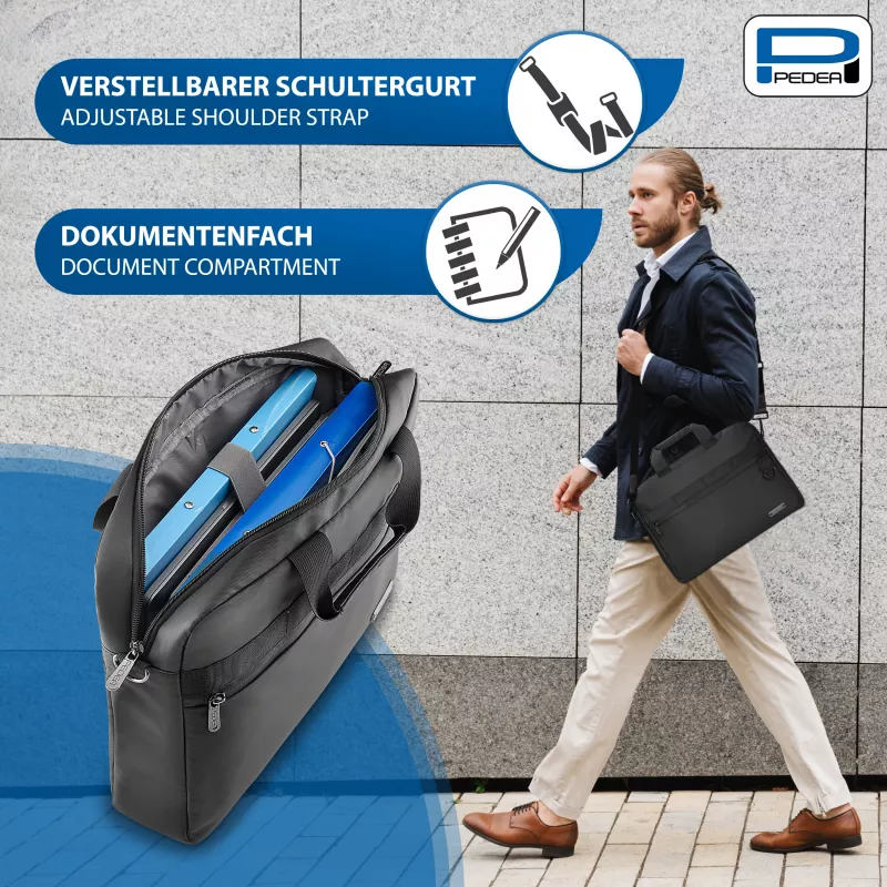 PEDEA Bolsa clutch para portátil 17,3 inch (43,9 cm) - Preto